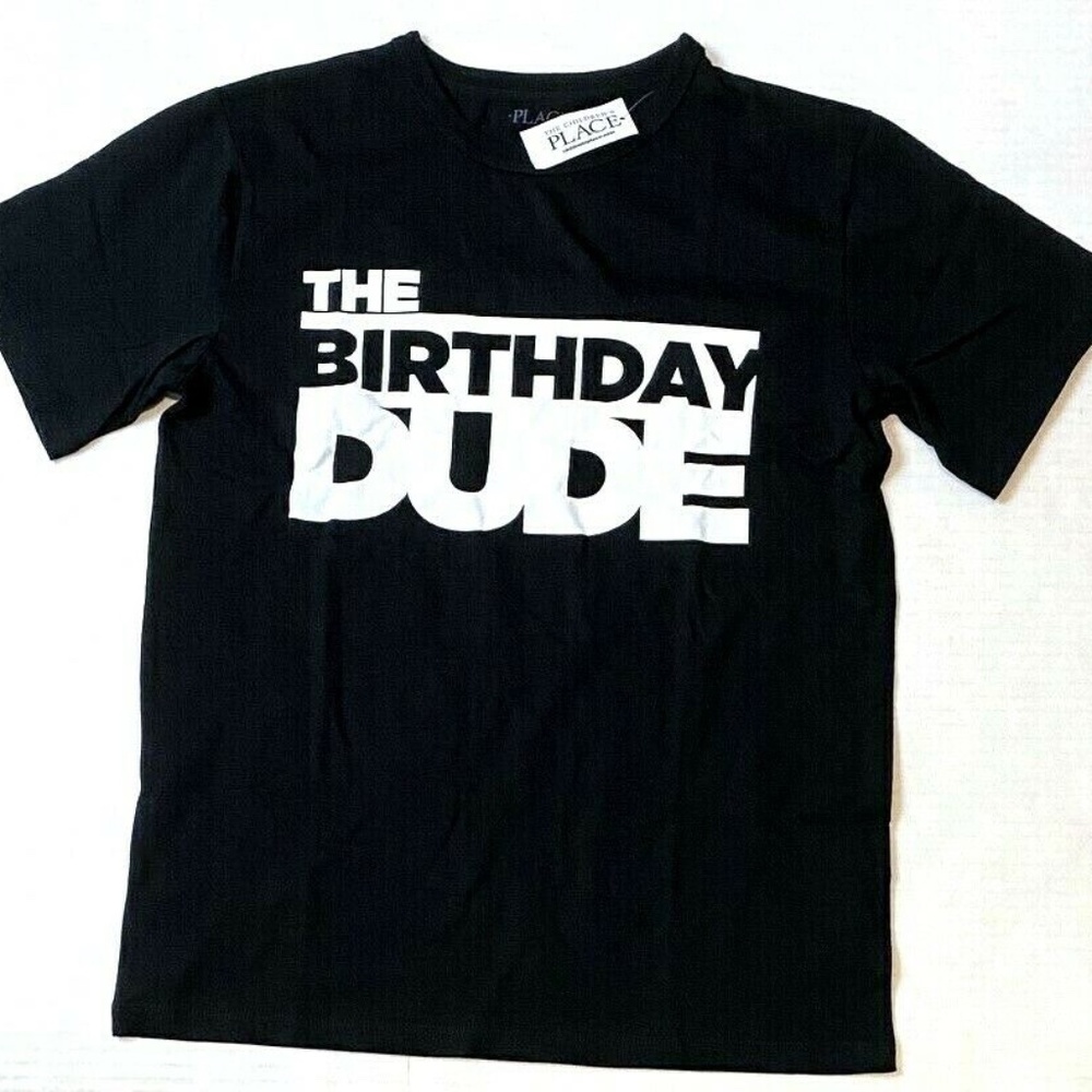 The Childrens Place Boys Birthday Dude Graphic Tee Black Size 16 XXL NWT